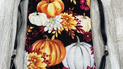 Pumpkin Floral Bag/ Custom Tarot Pouch/ Keepsake Bag / Drawstring Bag / Oracle Bag / Crystal Bag / Tarot Pouch / Cosmetic Bag