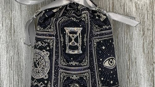 Witchy Card Design Tarot Bag/ Custom Tarot Pouch/ Keepsake Bag / Drawstring Bag / Oracle Bag / Crystal Bag / Tarot Pouch / Cosmetic Bag