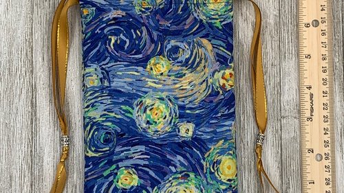 Starry Night Inspired Tarot Bag/ Custom Tarot Pouch/ Keepsake Bag / Drawstring Bag / Oracle Bag / Crystal Bag / Tarot Pouch / Cosmetic Bag