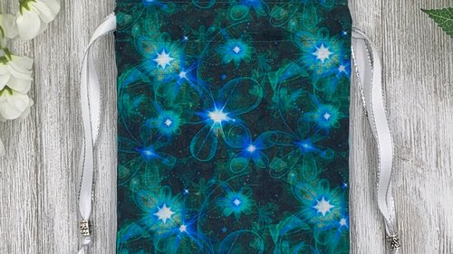 Star Flowers Tarot Bag/ Custom Tarot Pouch/ Keepsake Bag / Drawstring Bag / Oracle Bag / Crystal Bag / Tarot Pouch / Cosmetic Bag