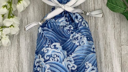 Waves Tarot Bag/ Custom Tarot Pouch/ Keepsake Bag / Drawstring Bag / Oracle Bag / Crystal Bag / Tarot Pouch / Cosmetic Bag