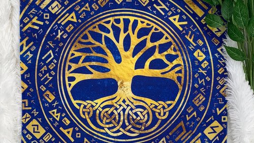 Celtic Tree Altar Cloth, Tarot Cloth, Altar Decor, Double Sided Altar Cloth, Wall Hanging, Dice Mat, Centerpiece