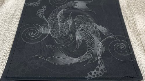 MINI Altar Cloth - Koi Fish, Tarot Cloth, Traveling Altar Cloth, Portable Altar Cloth, Small Spaces Altar, Home Office Altar
