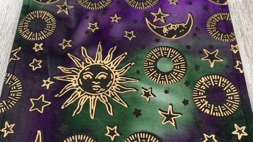 MINI Altar Cloth - Sun Moon, Tarot Cloth, Traveling Altar Cloth, Portable Altar Cloth, Small Spaces Altar, Home Office Altar