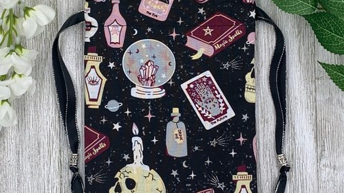 Witchy Tarot Bag/ Custom Tarot Pouch/ Keepsake Bag / Drawstring Bag / Oracle Bag / Crystal Bag / Tarot Pouch / Cosmetic Bag