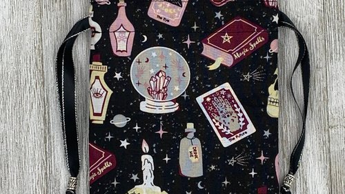 Witchy Tarot Bag/ Custom Tarot Pouch/ Keepsake Bag / Drawstring Bag / Oracle Bag / Crystal Bag / Tarot Pouch / Cosmetic Bag