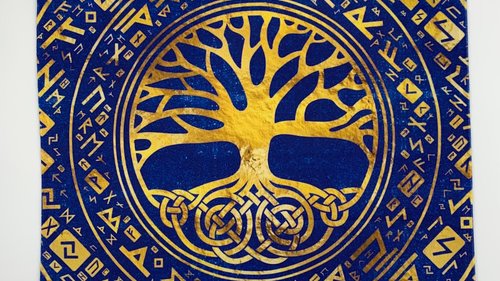 Celtic Tree Altar Cloth, Tarot Cloth, Altar Decor, Double Sided Altar Cloth, Wall Hanging, Dice Mat, Centerpiece