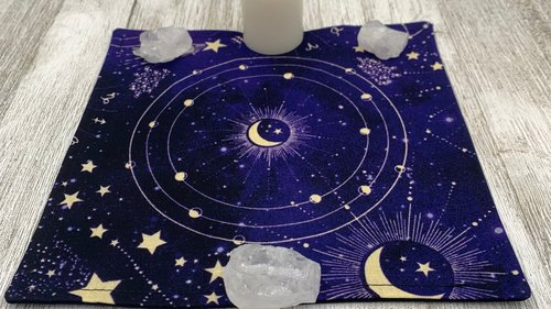 MINI Altar Cloth - Moon, Tarot Cloth, Traveling Altar Cloth, Portable Altar Cloth, Small Spaces Altar, Home Office Altar