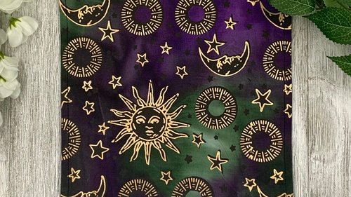 MINI Altar Cloth - Sun Moon, Tarot Cloth, Traveling Altar Cloth, Portable Altar Cloth, Small Spaces Altar, Home Office Altar