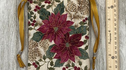 Poinsettia Tarot Bag/ Custom Tarot Pouch/ Keepsake Bag / Drawstring Bag / Oracle Bag / Crystal Bag / Tarot Pouch / Cosmetic Bag