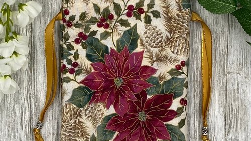 Poinsettia Tarot Bag/ Custom Tarot Pouch/ Keepsake Bag / Drawstring Bag / Oracle Bag / Crystal Bag / Tarot Pouch / Cosmetic Bag