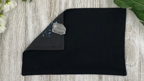 MINI Altar Cloth - Blue Leaves Moon, Traveling Altar Cloth, Portable Altar Cloth, Small Spaces Altar, Home Office Altar