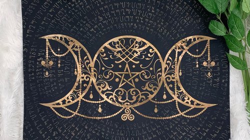 Triple Moon Altar Cloth, Tarot Cloth, Altar Decor, Double Sided Altar Cloth, Wall Hanging, Dice Mat, Centerpiece