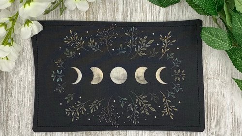 MINI Altar Cloth - Lunar Phase, Traveling Altar Cloth, Portable Altar Cloth, Small Spaces Altar, Home Office Altar