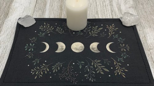MINI Altar Cloth - Lunar Phase, Traveling Altar Cloth, Portable Altar Cloth, Small Spaces Altar, Home Office Altar