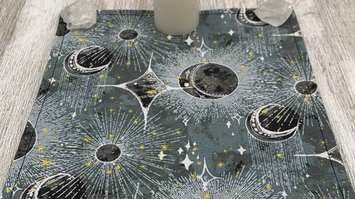 MINI Altar Cloth - Star Burst, Tarot Cloth, Traveling Altar Cloth, Portable Altar Cloth, Small Spaces Altar, Home Office Altar