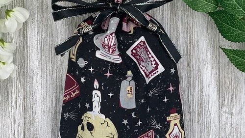 Witchy Tarot Bag/ Custom Tarot Pouch/ Keepsake Bag / Drawstring Bag / Oracle Bag / Crystal Bag / Tarot Pouch / Cosmetic Bag