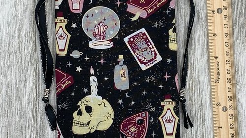 Witchy Tarot Bag/ Custom Tarot Pouch/ Keepsake Bag / Drawstring Bag / Oracle Bag / Crystal Bag / Tarot Pouch / Cosmetic Bag