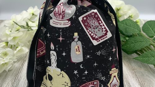 Witchy Tarot Bag/ Custom Tarot Pouch/ Keepsake Bag / Drawstring Bag / Oracle Bag / Crystal Bag / Tarot Pouch / Cosmetic Bag