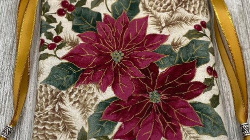 Poinsettia Tarot Bag/ Custom Tarot Pouch/ Keepsake Bag / Drawstring Bag / Oracle Bag / Crystal Bag / Tarot Pouch / Cosmetic Bag