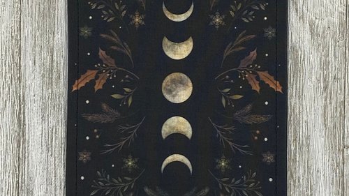 MINI Altar Cloth - Leaves Lunar Phase, Traveling Altar Cloth, Portable Altar Cloth, Small Spaces Altar, Home Office Altar