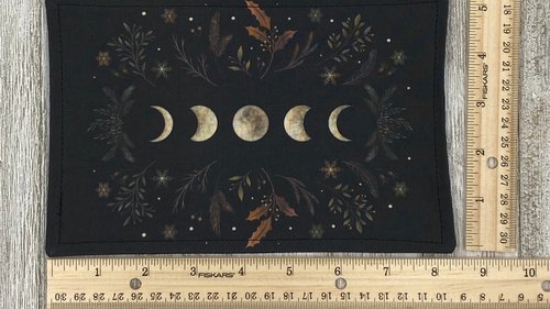 MINI Altar Cloth - Leaves Lunar Phase, Traveling Altar Cloth, Portable Altar Cloth, Small Spaces Altar, Home Office Altar