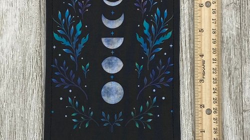 MINI Altar Cloth - Blue Leaves Moon, Traveling Altar Cloth, Portable Altar Cloth, Small Spaces Altar, Home Office Altar