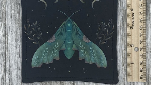 MINI Altar Cloth - Luna Moth Black, Traveling Altar Cloth, Portable Altar Cloth, Small Spaces Altar, Home Office Altar