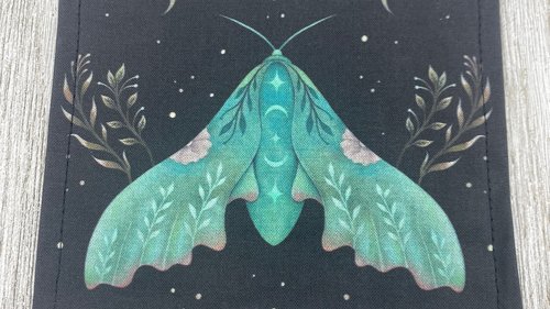 MINI Altar Cloth - Luna Moth Black, Traveling Altar Cloth, Portable Altar Cloth, Small Spaces Altar, Home Office Altar