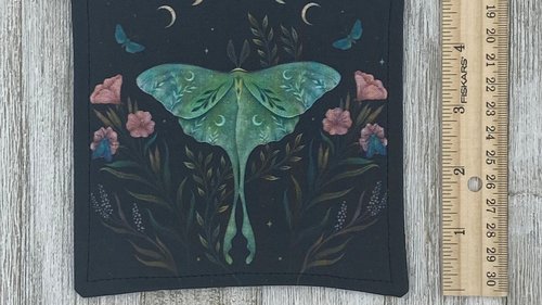 MINI Altar Cloth - Luna Moth Black, Traveling Altar Cloth, Portable Altar Cloth, Small Spaces Altar, Home Office Altar