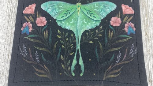 MINI Altar Cloth - Luna Moth Black, Traveling Altar Cloth, Portable Altar Cloth, Small Spaces Altar, Home Office Altar