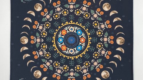 Moon Phase Floral Altar Cloth, Tarot Cloth, Altar Decor, Double Sided Altar Cloth, Wall Hanging, Dice Mat, Centerpiece