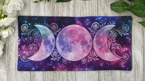 MINI Altar Cloth - Triple Moon, Traveling Altar Cloth, Portable Altar Cloth, Small Spaces Altar, Home Office Altar