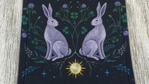 MINI Altar Cloth - Rabbits, Traveling Altar Cloth, Portable Altar Cloth, Small Spaces Altar, Home Office Altar