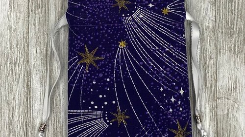 Shooting Star Tarot Bag/ Custom Tarot Pouch/ Keepsake Bag / Drawstring Bag / Oracle Bag / Crystal Bag / Tarot Pouch / Cosmetic Bag
