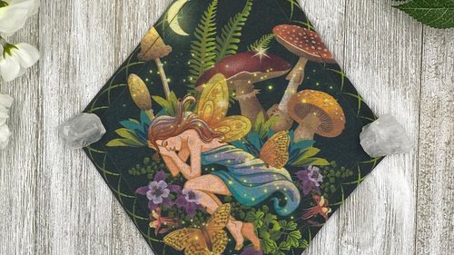 MINI Altar Cloth - Fairy Garden, Traveling Altar Cloth, Portable Altar Cloth, Small Spaces Altar, Home Office Altar