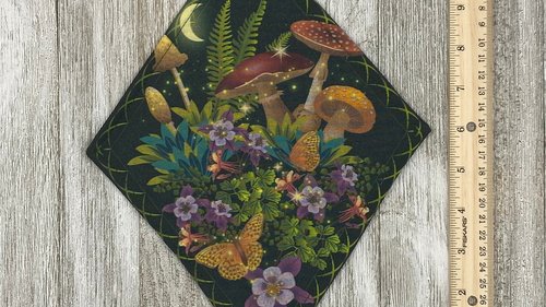 MINI Altar Cloth - Mushroom Garden, Traveling Altar Cloth, Portable Altar Cloth, Small Spaces Altar, Home Office Altar