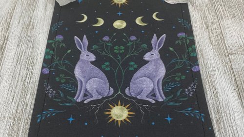 MINI Altar Cloth - Rabbits, Traveling Altar Cloth, Portable Altar Cloth, Small Spaces Altar, Home Office Altar