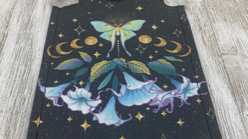 MINI Altar Cloth - Lily of the Valley Moth, Traveling Altar Cloth, Portable Altar Cloth, Small Spaces Altar, Home Office Altar