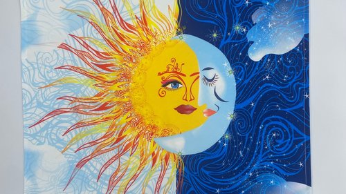 Sun Moon Altar Cloth, Tarot Cloth, Altar Decor, Double Sided Altar Cloth, Wall Hanging, Dice Mat, Centerpiece