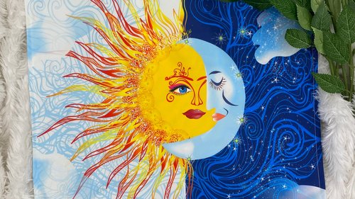 Sun Moon Altar Cloth, Tarot Cloth, Altar Decor, Double Sided Altar Cloth, Wall Hanging, Dice Mat, Centerpiece