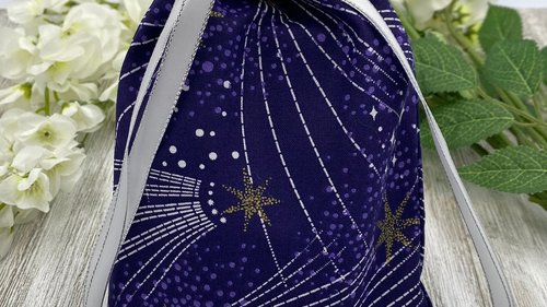 Shooting Star Tarot Bag/ Custom Tarot Pouch/ Keepsake Bag / Drawstring Bag / Oracle Bag / Crystal Bag / Tarot Pouch / Cosmetic Bag