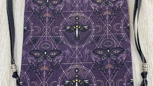 Moth Grid Tarot Bag/ Custom Tarot Pouch/ Keepsake Bag / Drawstring Bag / Oracle Bag / Crystal Bag / Tarot Pouch / Cosmetic Bag