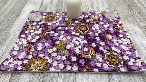 MINI Altar Cloth -Butterfly Mandala Traveling Altar Cloth, Portable Altar Cloth, Small Spaces Altar, Home Office Altar