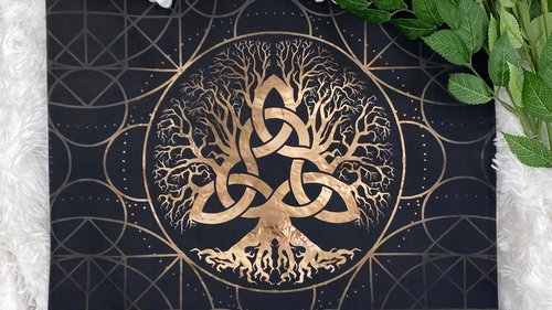 Triquetra Tree Altar Cloth, Tarot Cloth, Altar Decor, Double Sided Altar Cloth, Wall Hanging, Dice Mat, Centerpiece