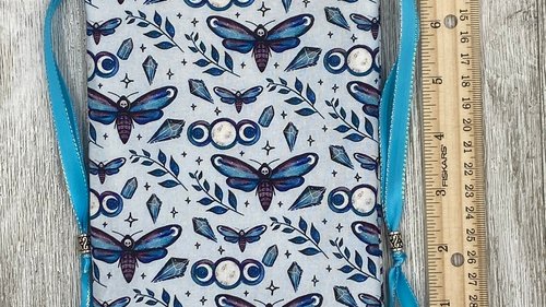 Moth Triple Moon Tarot Bag/ Custom Tarot Pouch/ Keepsake Bag / Drawstring Bag / Oracle Bag / Crystal Bag / Tarot Pouch / Cosmetic Bag