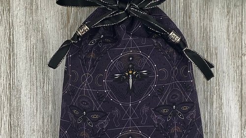 Moth Grid Tarot Bag/ Custom Tarot Pouch/ Keepsake Bag / Drawstring Bag / Oracle Bag / Crystal Bag / Tarot Pouch / Cosmetic Bag