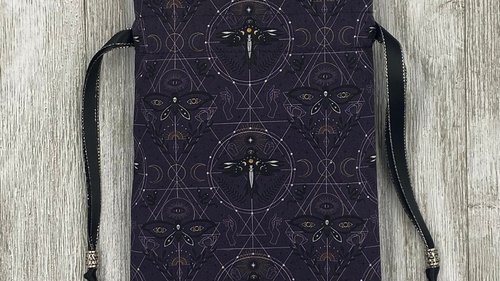 Moth Grid Tarot Bag/ Custom Tarot Pouch/ Keepsake Bag / Drawstring Bag / Oracle Bag / Crystal Bag / Tarot Pouch / Cosmetic Bag