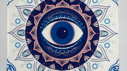 Eye Mandala Altar Cloth, Tarot Cloth, Altar Decor, Double Sided Altar Cloth, Wall Hanging, Dice Mat, Centerpiece