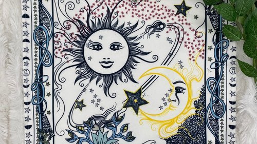 Sun Moon Altar Cloth, Tarot Cloth, Altar Decor, Double Sided Altar Cloth, Wall Hanging, Dice Mat, Centerpiece